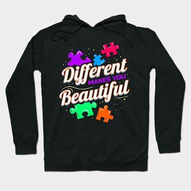 Different Makes You Beautiful Puzzle Autism Awareness Hoodie by SinBle